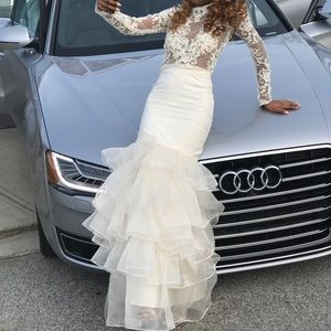 Trumpet/Mermaid Long SleeveLace Floor-Length Dress